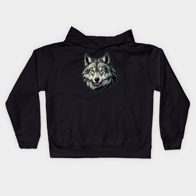 Grey Wolf Kids Hoodie by ZombieTeesEtc